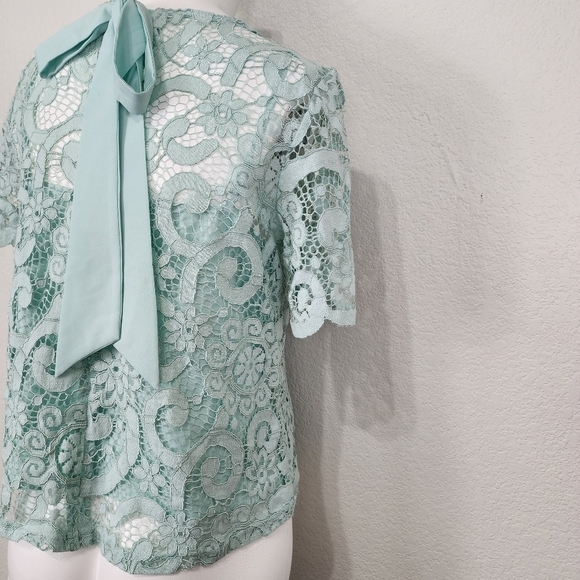 Nanette Lepore Mint Green Lace Top Size Small - Picture 7 of 11